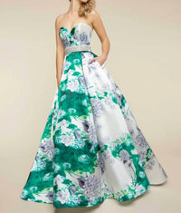 Mac Duggal - Strapless Sweetheart Neckline Floral Ball Gown