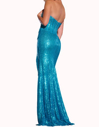 Jovani - Strapless Sequin Fitted Gown
