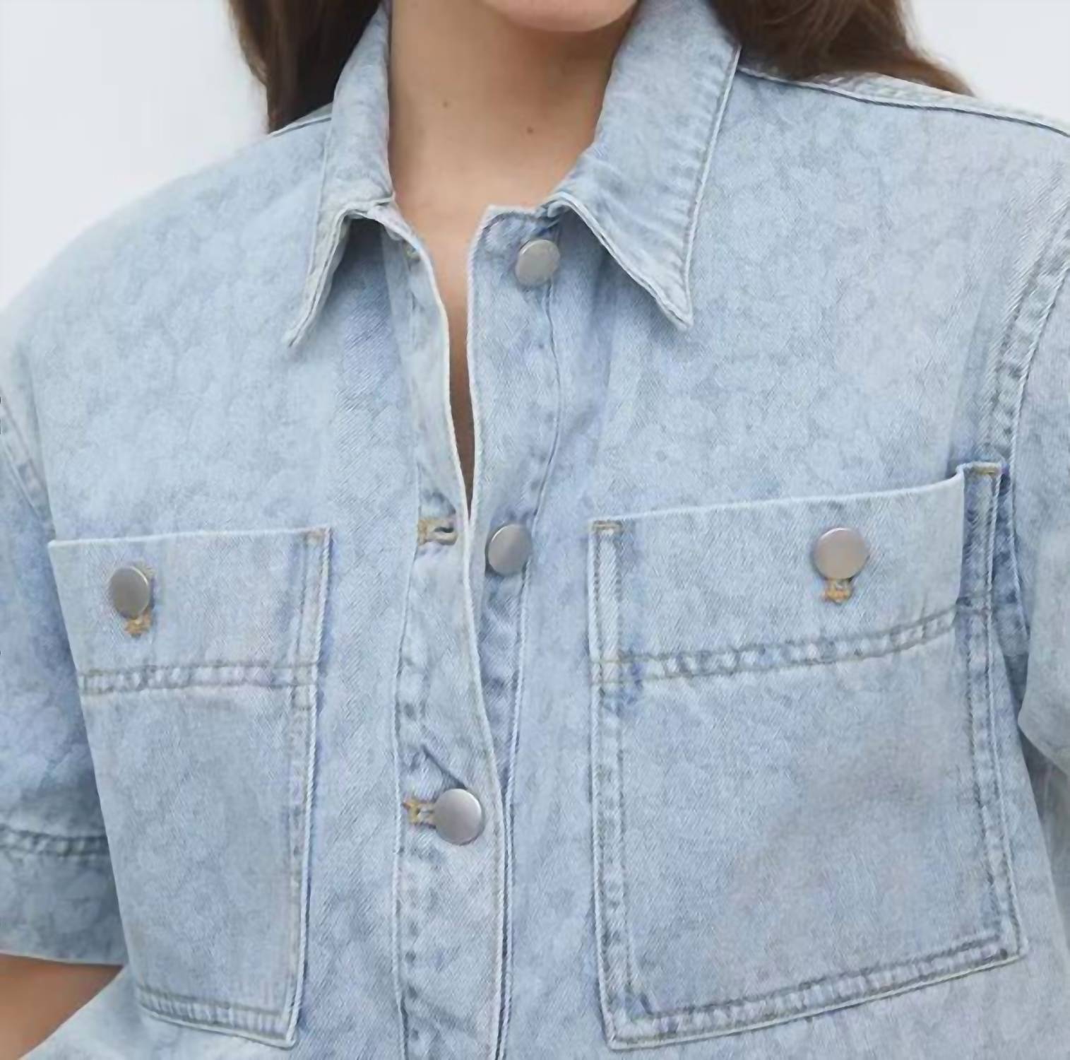 Suncoo - Ladji Leopard Print Denim Blouse