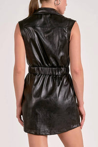 Elan - Sleeveless Leather Mini Dress
