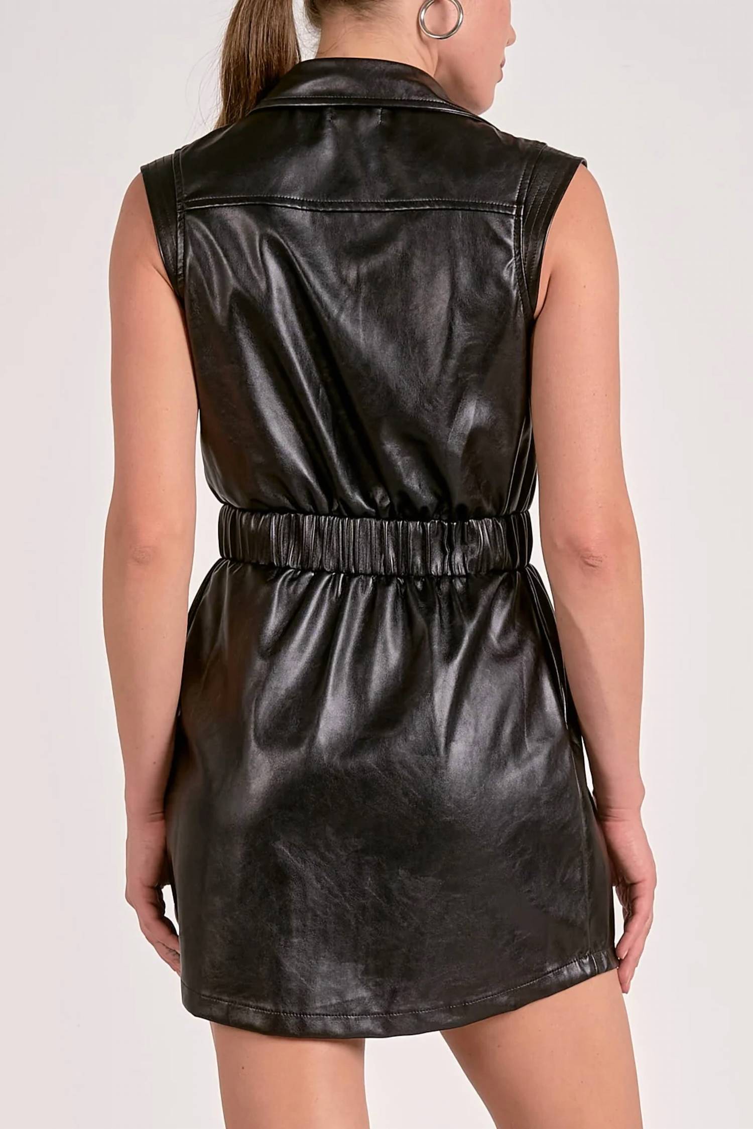 Elan - Sleeveless Leather Mini Dress