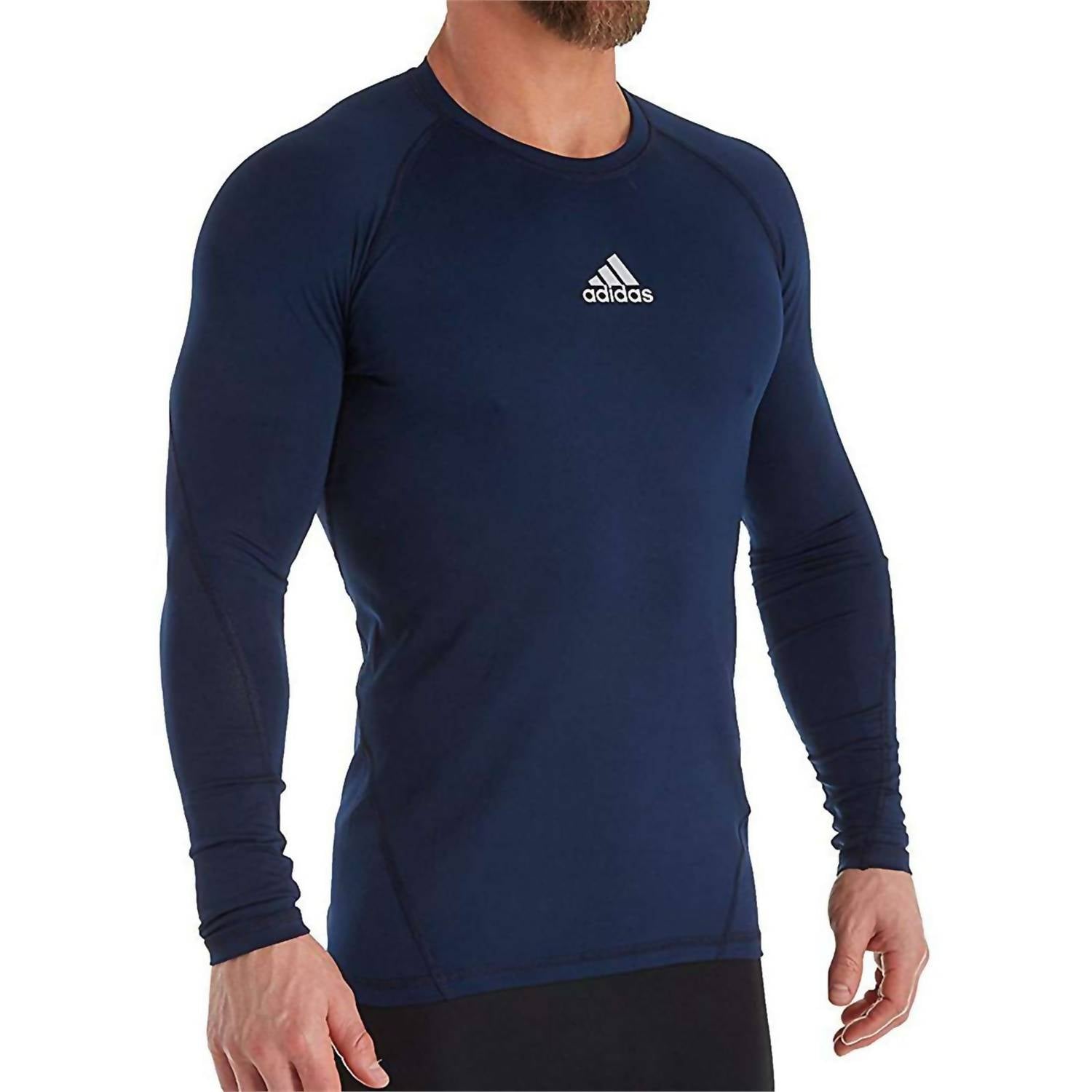 adidas Men Alphaskin Long Sleeve Compression T-shirt in collegiate navy - men's long sleeve top