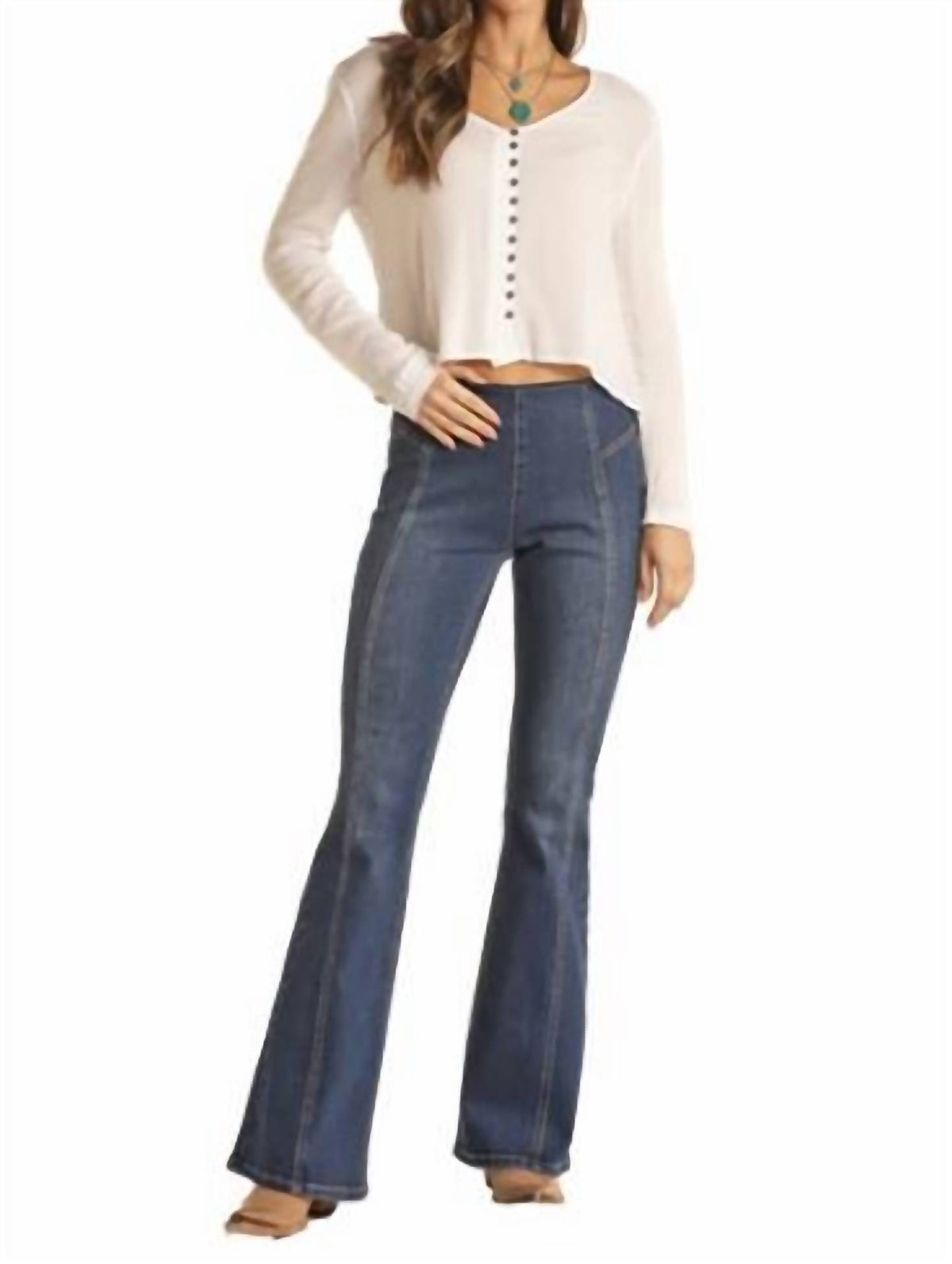 Rock & Roll Denim - Pull On Flare Leg Jeans