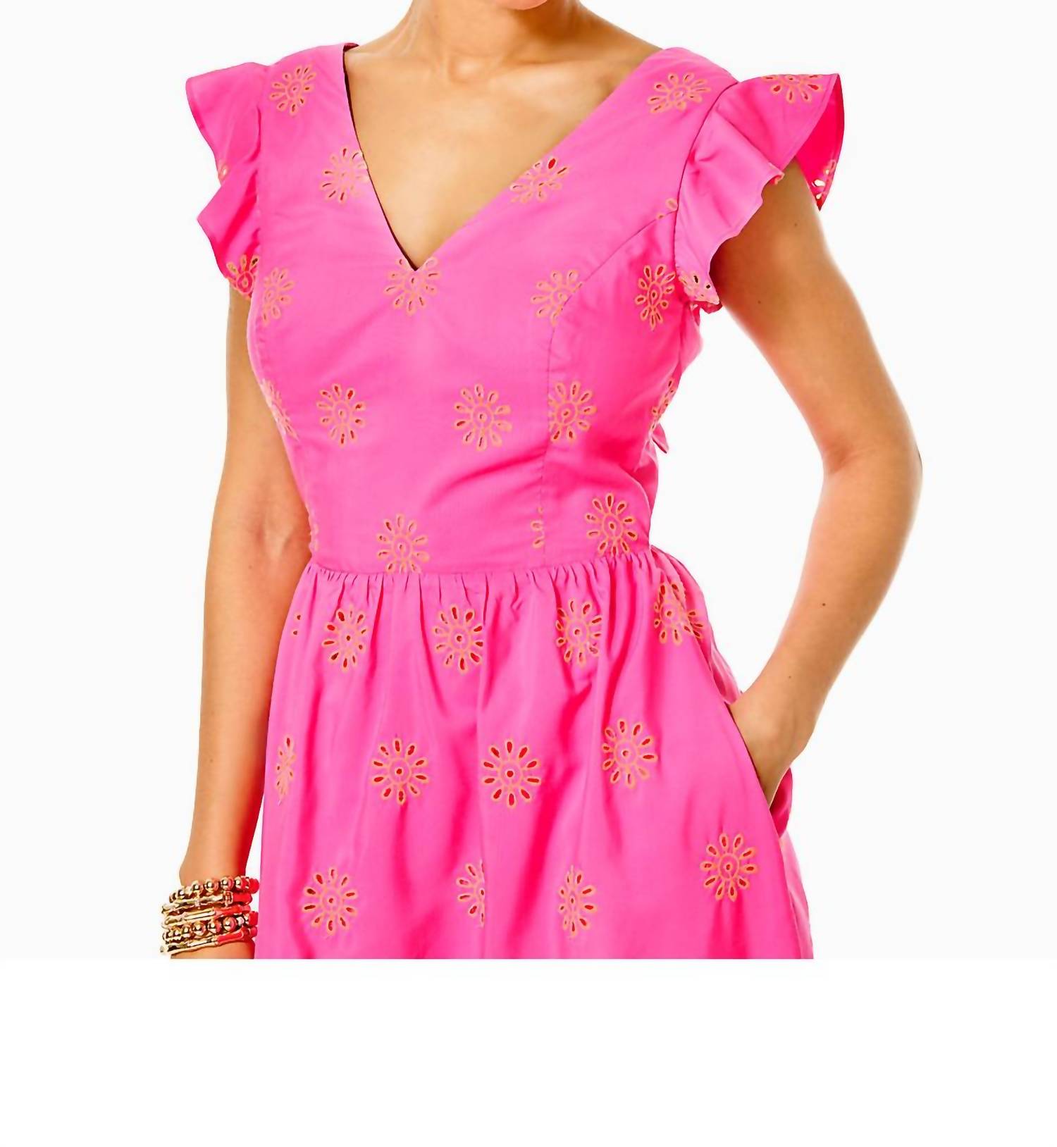 Lilly Pulitzer - Lillyanne Flutter Sleeve Eyelet Midi Dress