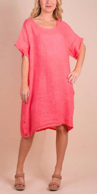 Gigi Moda - Bobbio Linen Short Sleeve Midi Dress