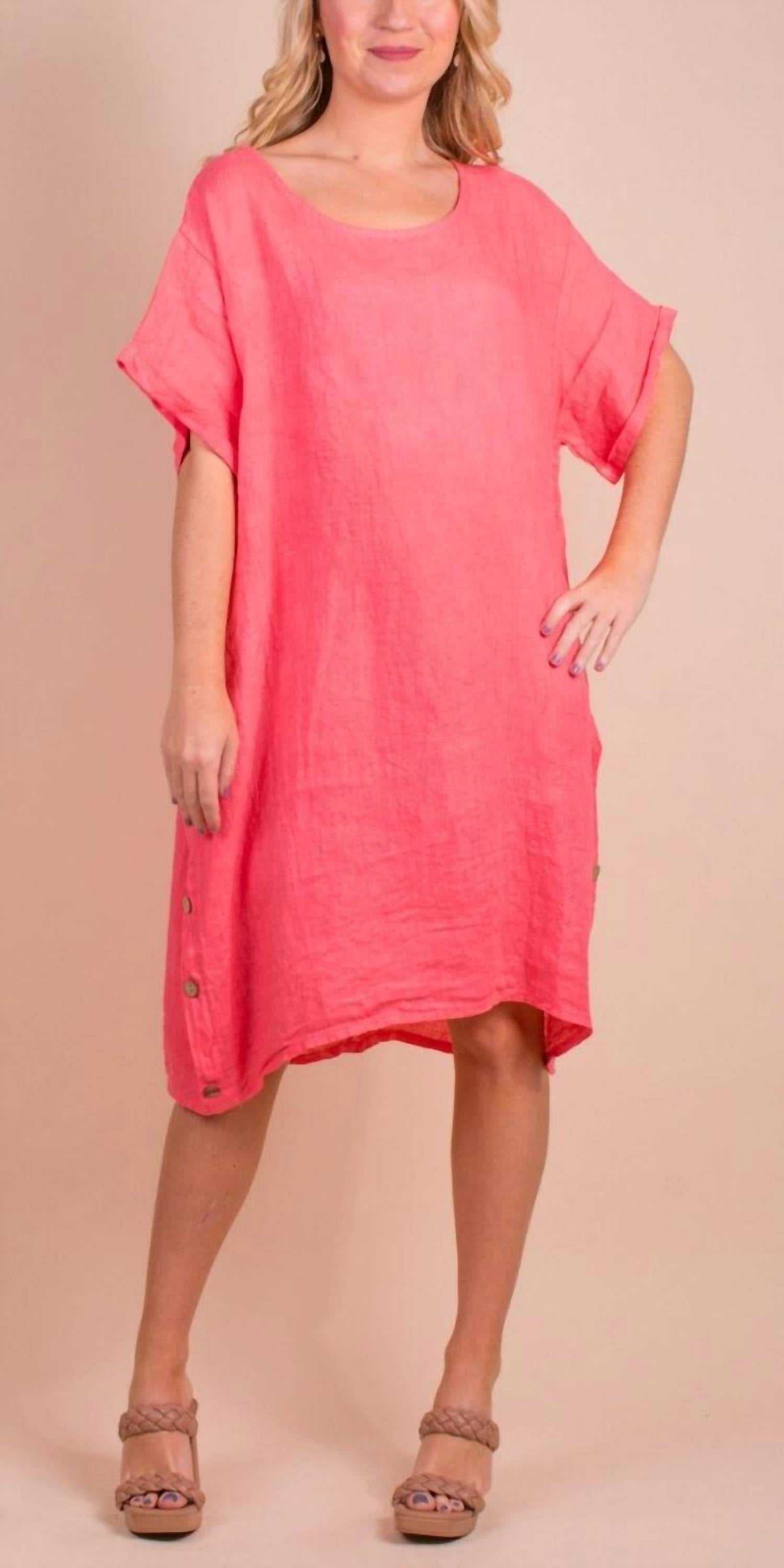 Gigi Moda - Bobbio Linen Short Sleeve Midi Dress