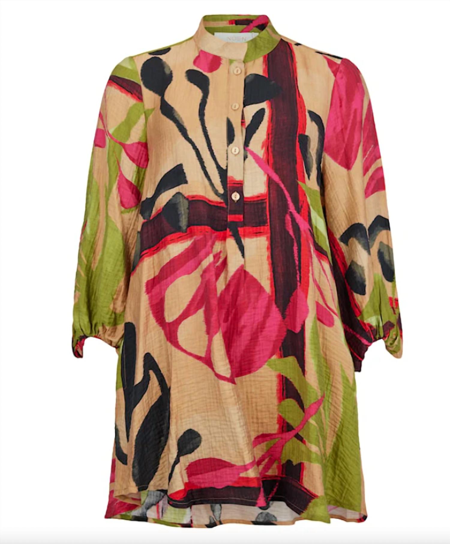NOEN Women's Cabo Tunic Top in green multi - women's shirt
