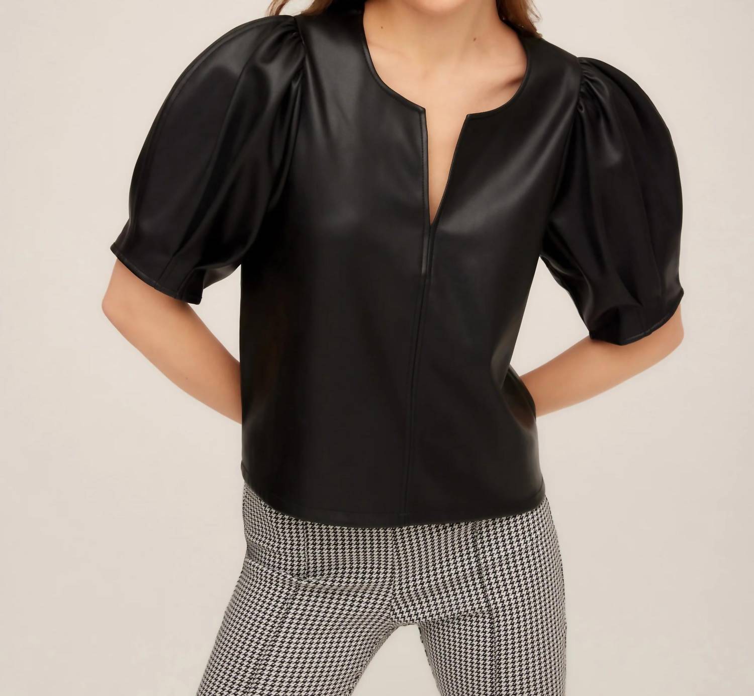 Fifteen Twenty - Leather Poof Blouse