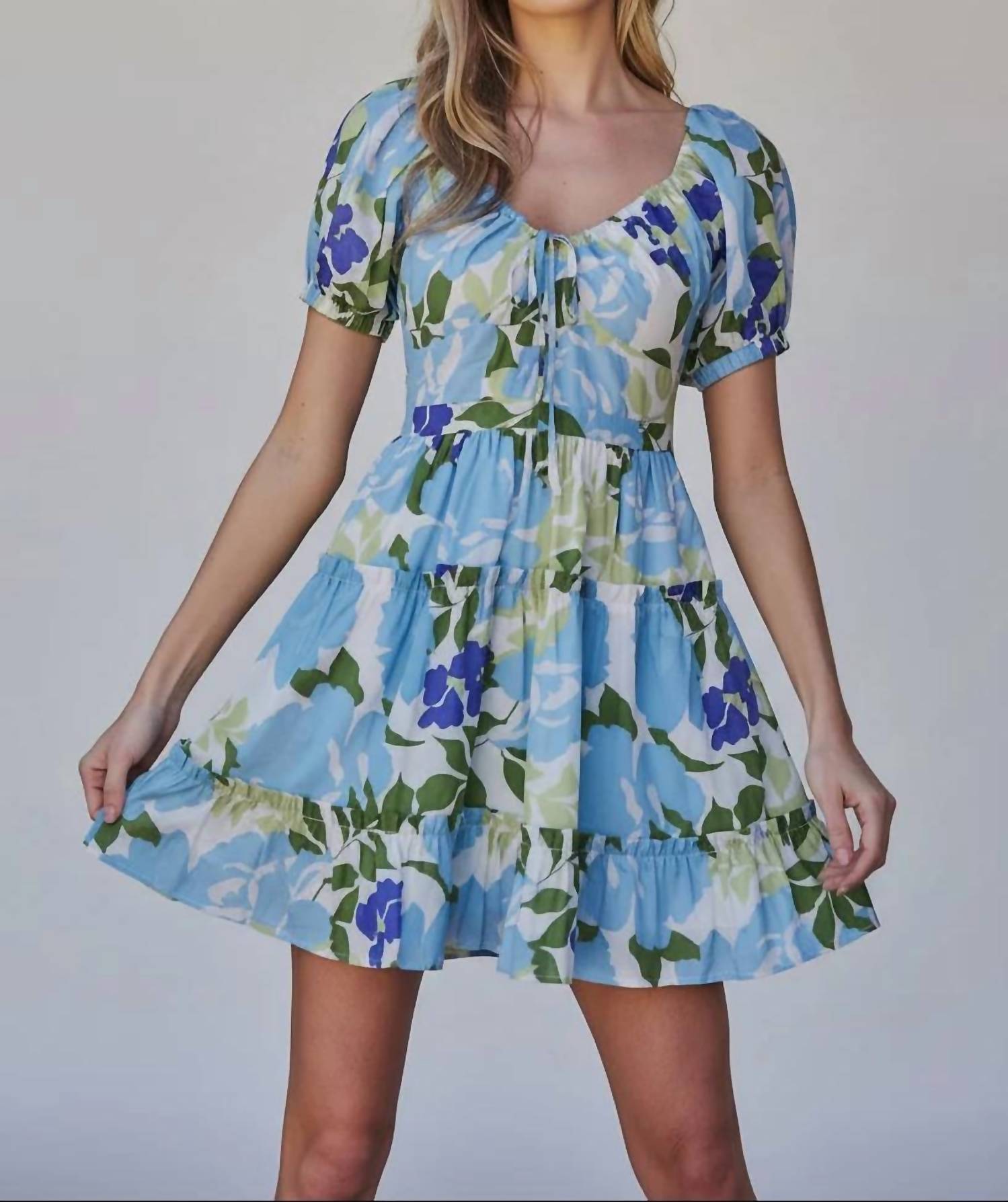 Sugarlips - Khloey Floral Tiered Smocked Back Mini Dress