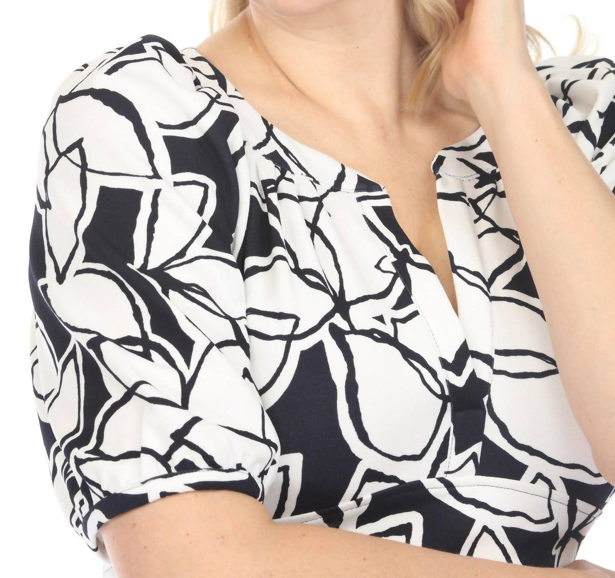 Joseph Ribkoff - Floral Print Puff Sleeve A-line Dress