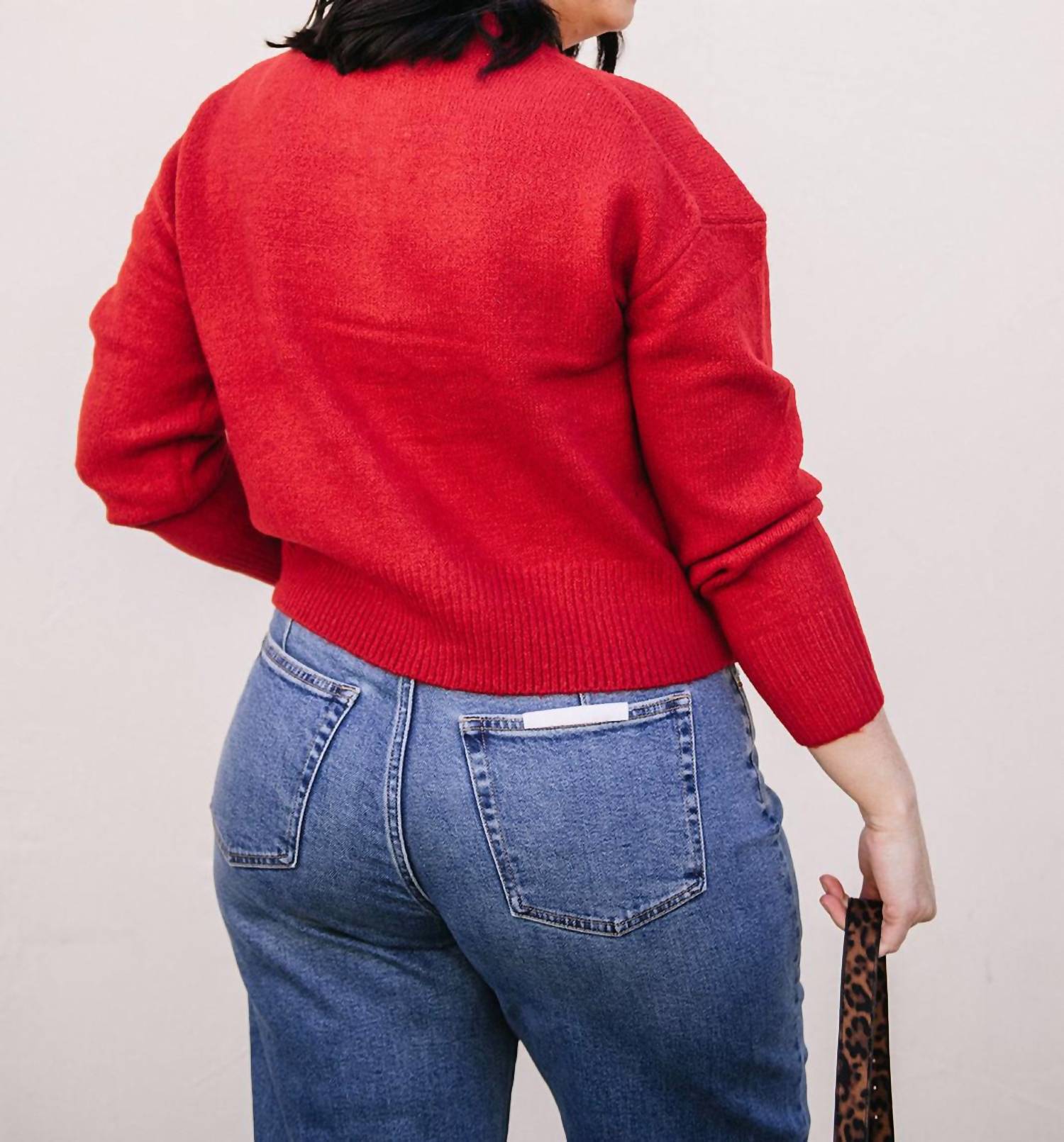 RD Style Long Sleeve Cardigan in red - women's cardigan - detail view