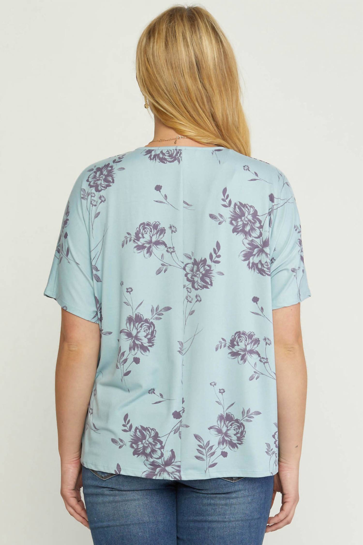 Entro - Floral Pattern V-neck Top