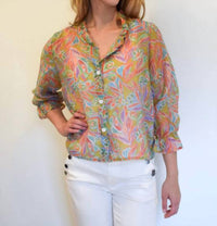Trisha Tyler - Women's Floral Ruffle Collar Blouse Jacket