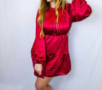 Peach Love - Silky Long Sleeve Dress