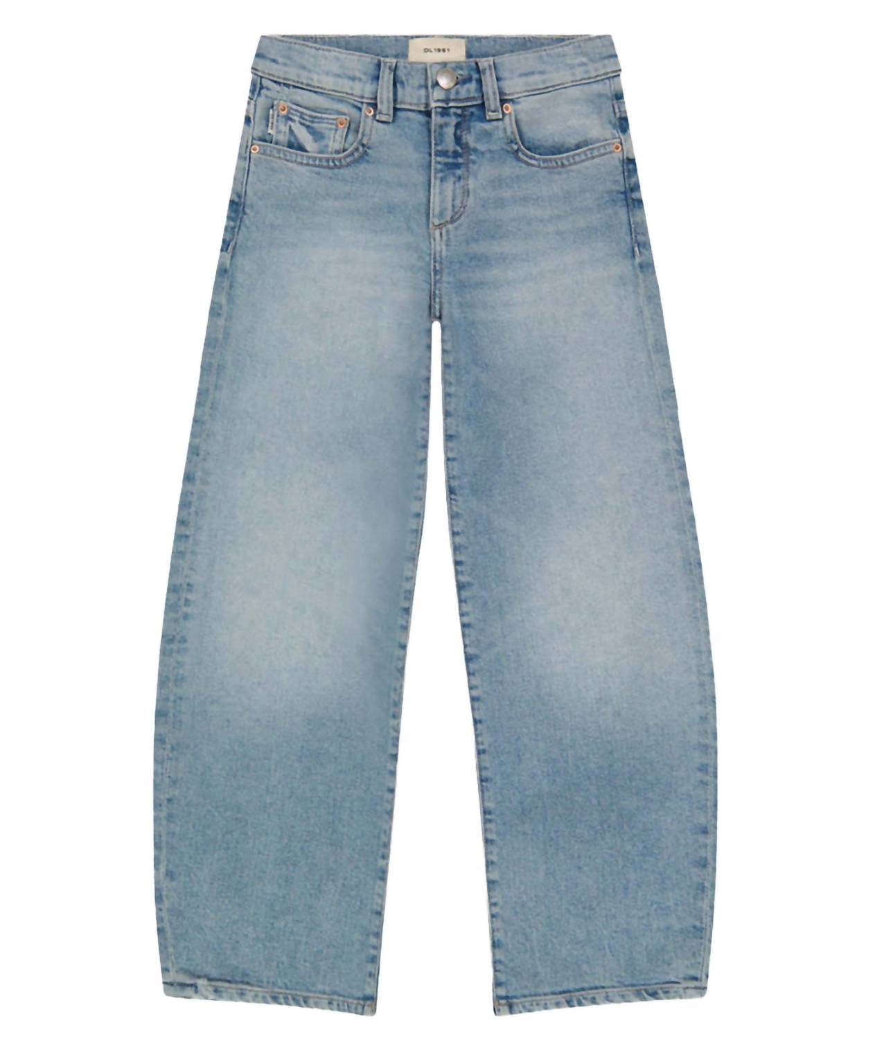 DL1961 - Kids' Lilia Barrel Leg Jeans in light island park - kids' leggings - detail view