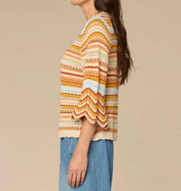 Democracy - Crochet Stripe Bell Sweater