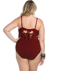 Becca - Play Sheer Cut Out One Piece Swimsuit - Plus - bikinis - clothing - nylon - blend