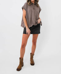 Bucketlist - Double Check Sleeveless Polo Top