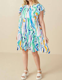 Hayden LA Ruffle Sleeve Mini Dress in green mix - women's dress
