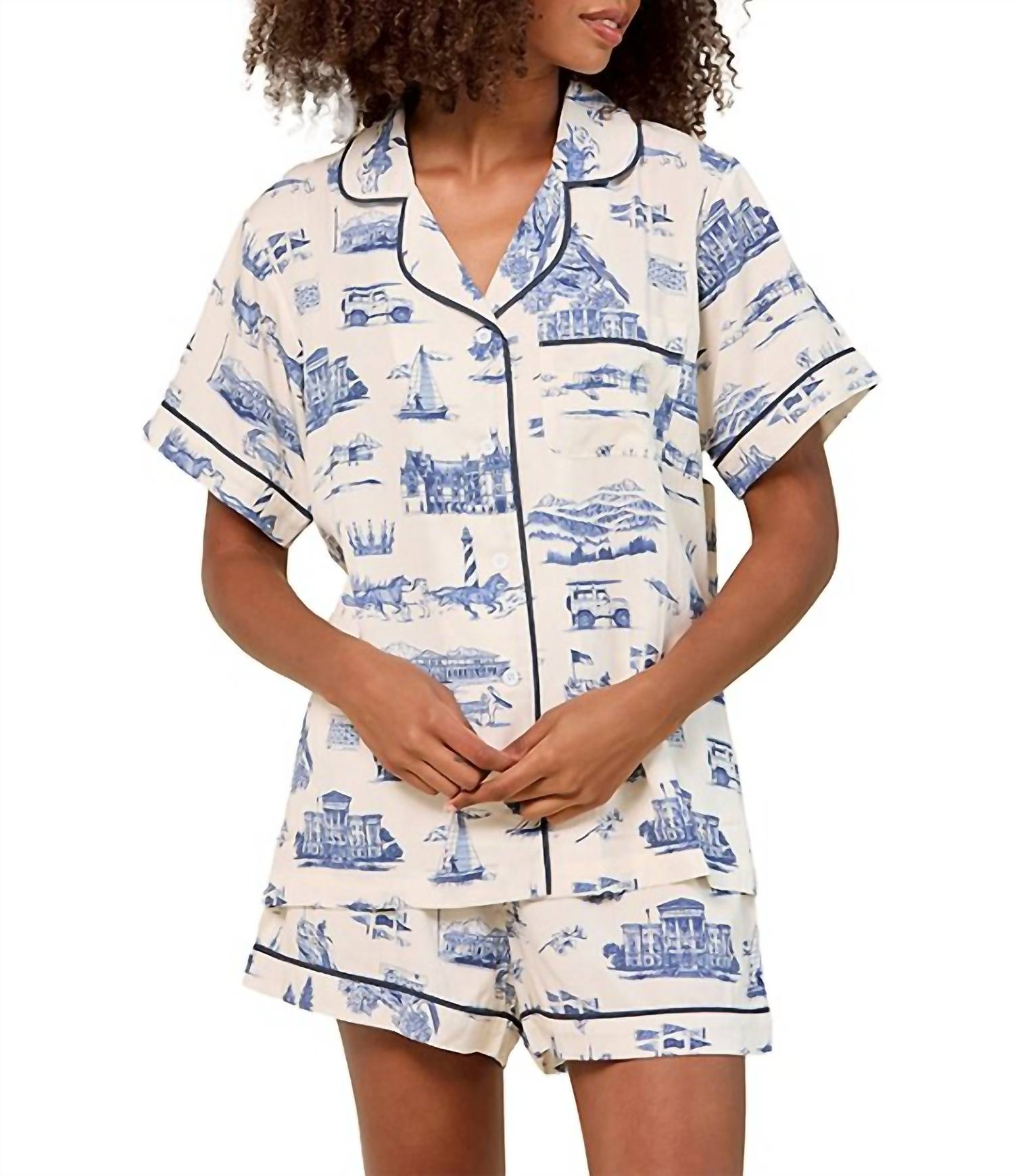 Katie Kime - Nc Toile Pajama Shorts Set