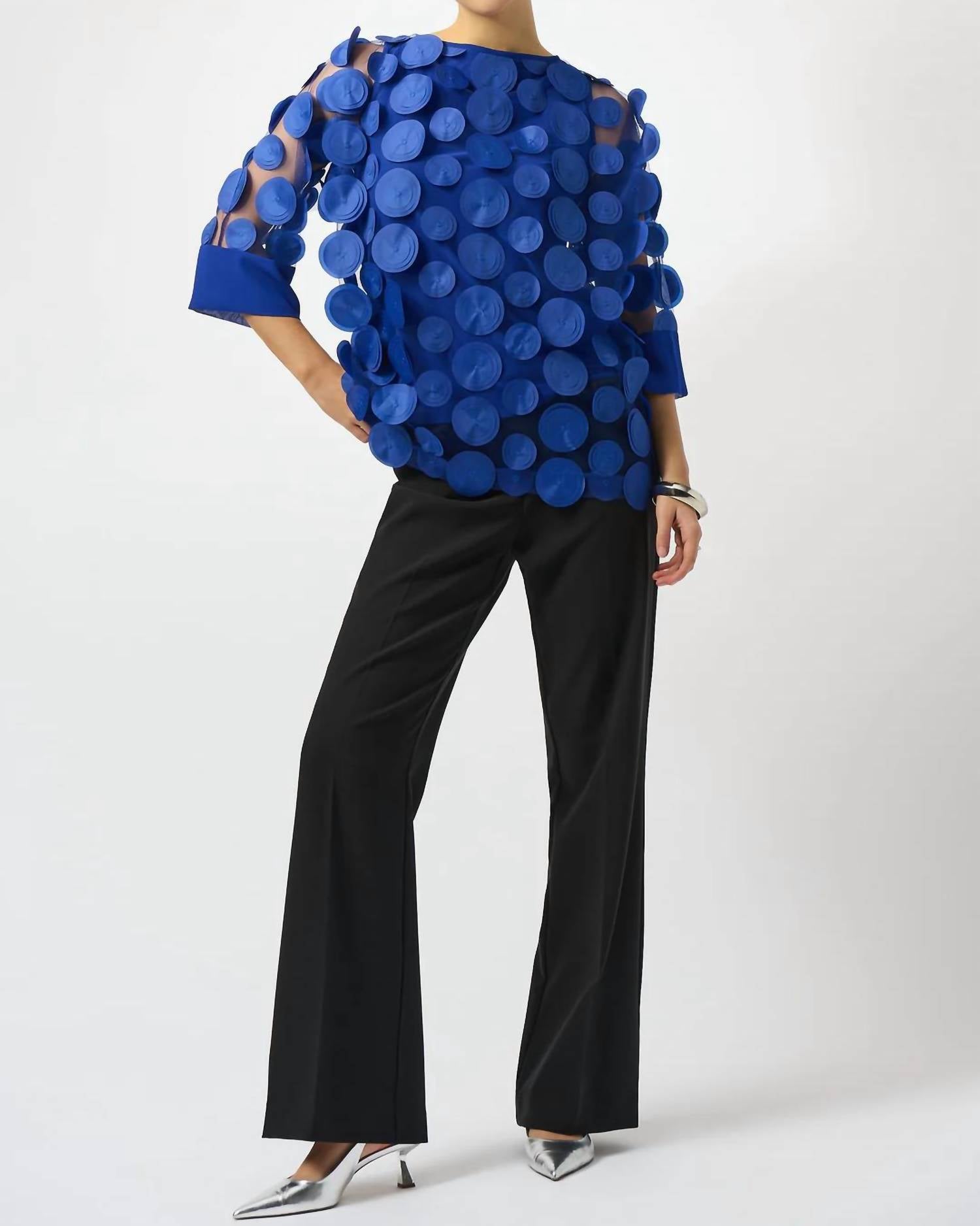 Joseph Ribkoff - 3d Dot Mesh 3/4 Sleeves Top