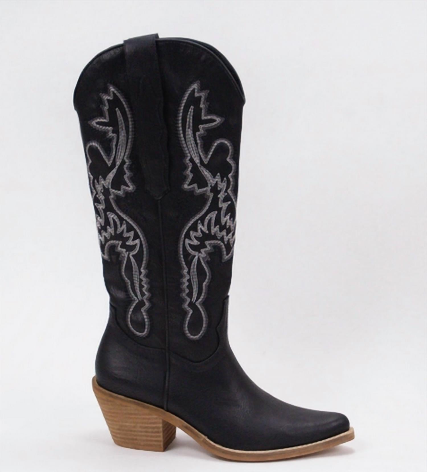CCOCCI Women's Natalie Cowboy Boots in black - women's shoe - detail view