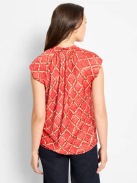 Nic + Zoe - Squiggle Check Cap Sleeve Top