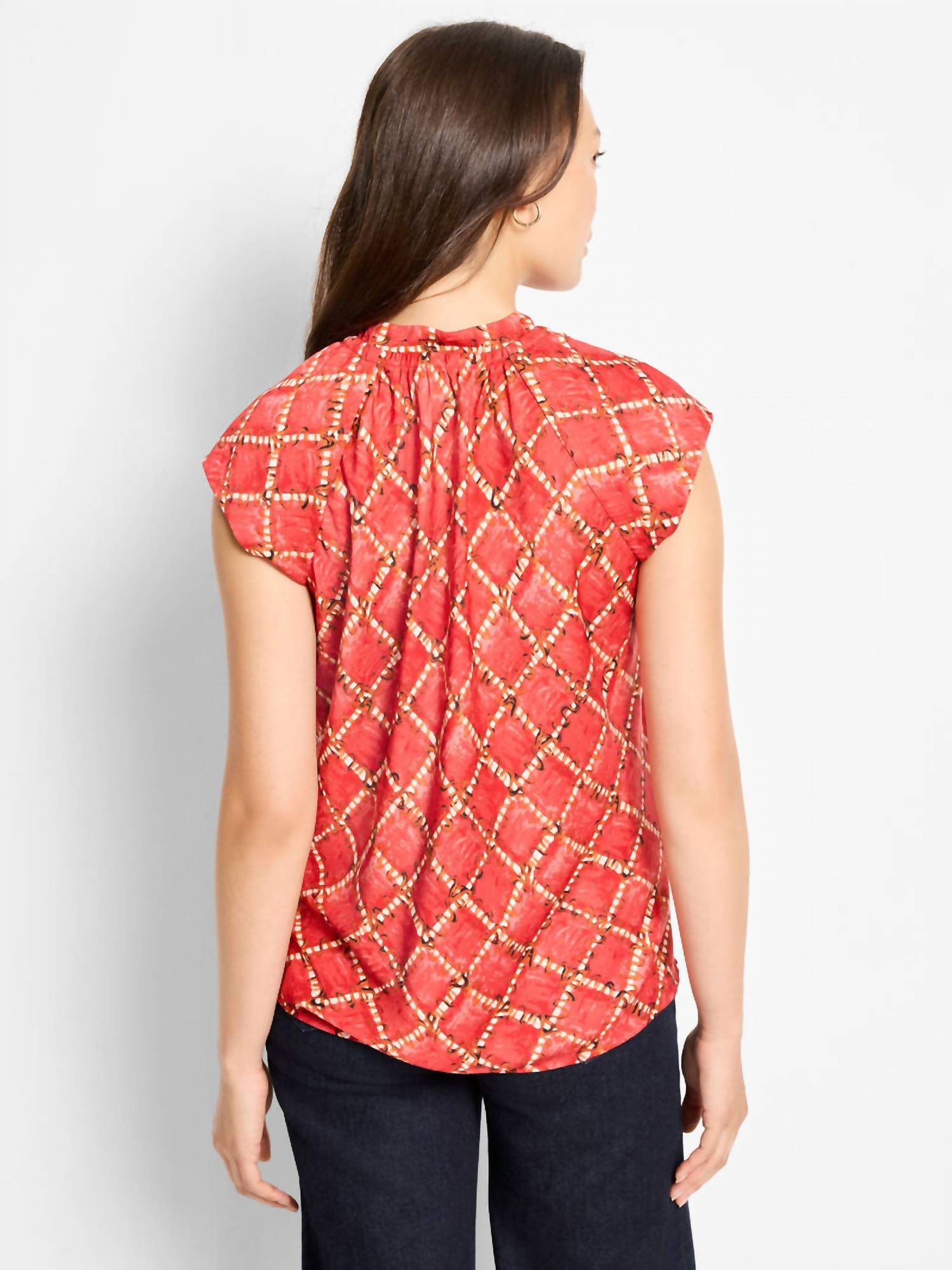 Nic + Zoe - Squiggle Check Cap Sleeve Top