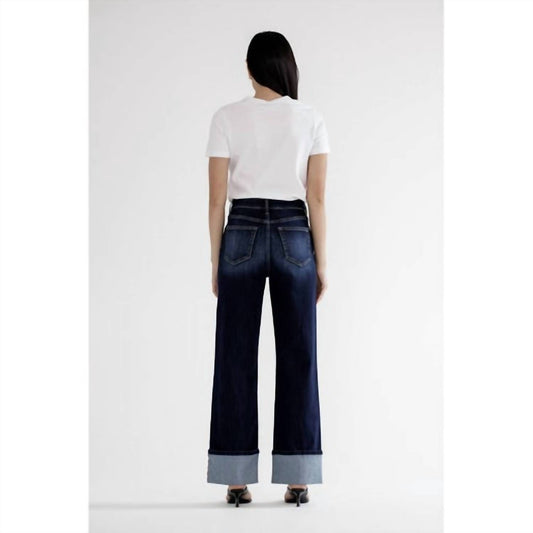 Mica Denim - High Rise Cuffed Wide Leg Blue Jeans