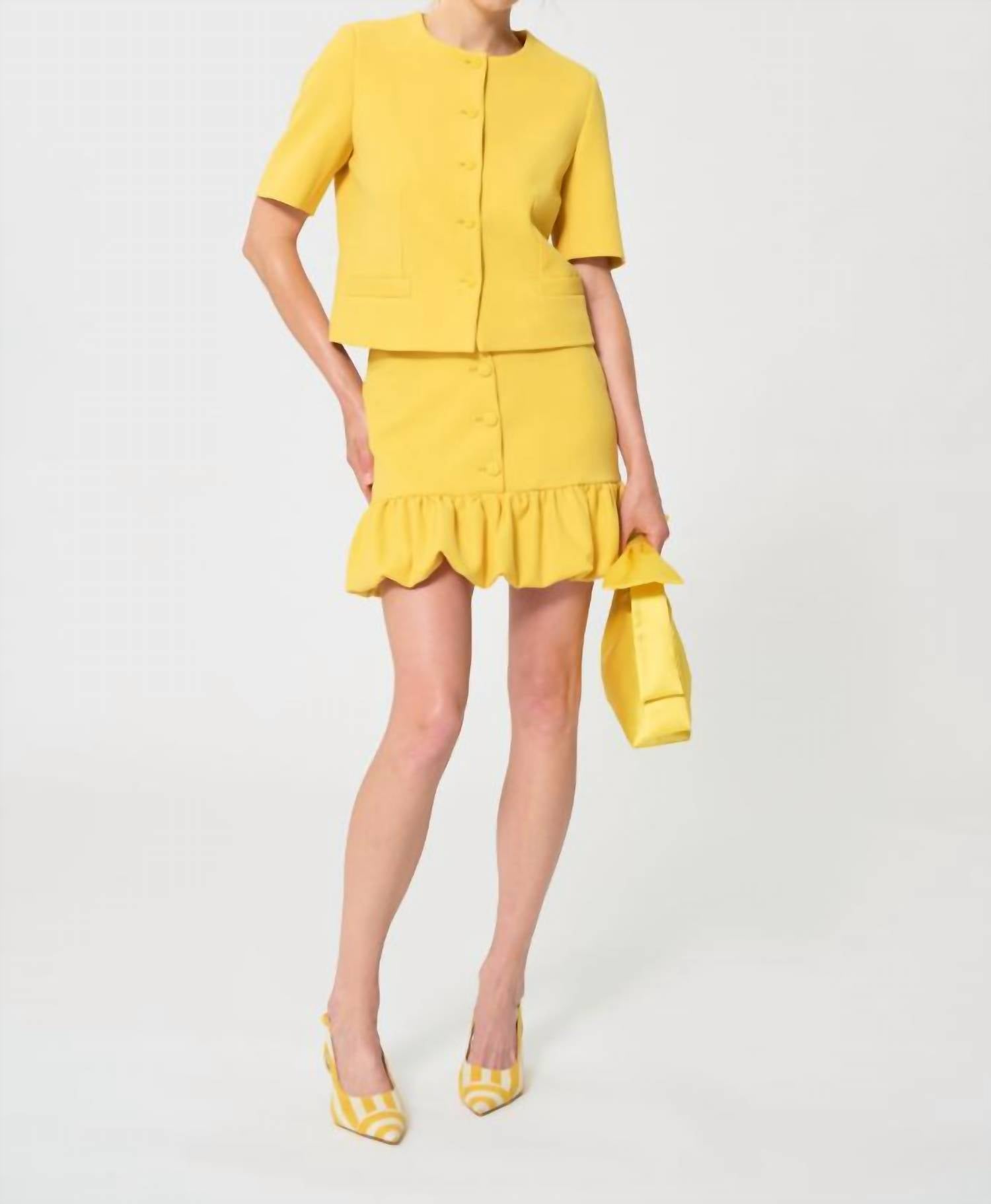 TARA JARMON Josie Ruffle Mini Skirt in mimosa - women's skirt - alternate view