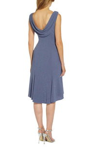 Adrianna Papell - Boat Neck Sleeveless Cowl Metallic Knit Dress