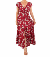 Papillon - Tiered Floral Print Button-through Maxi Dress