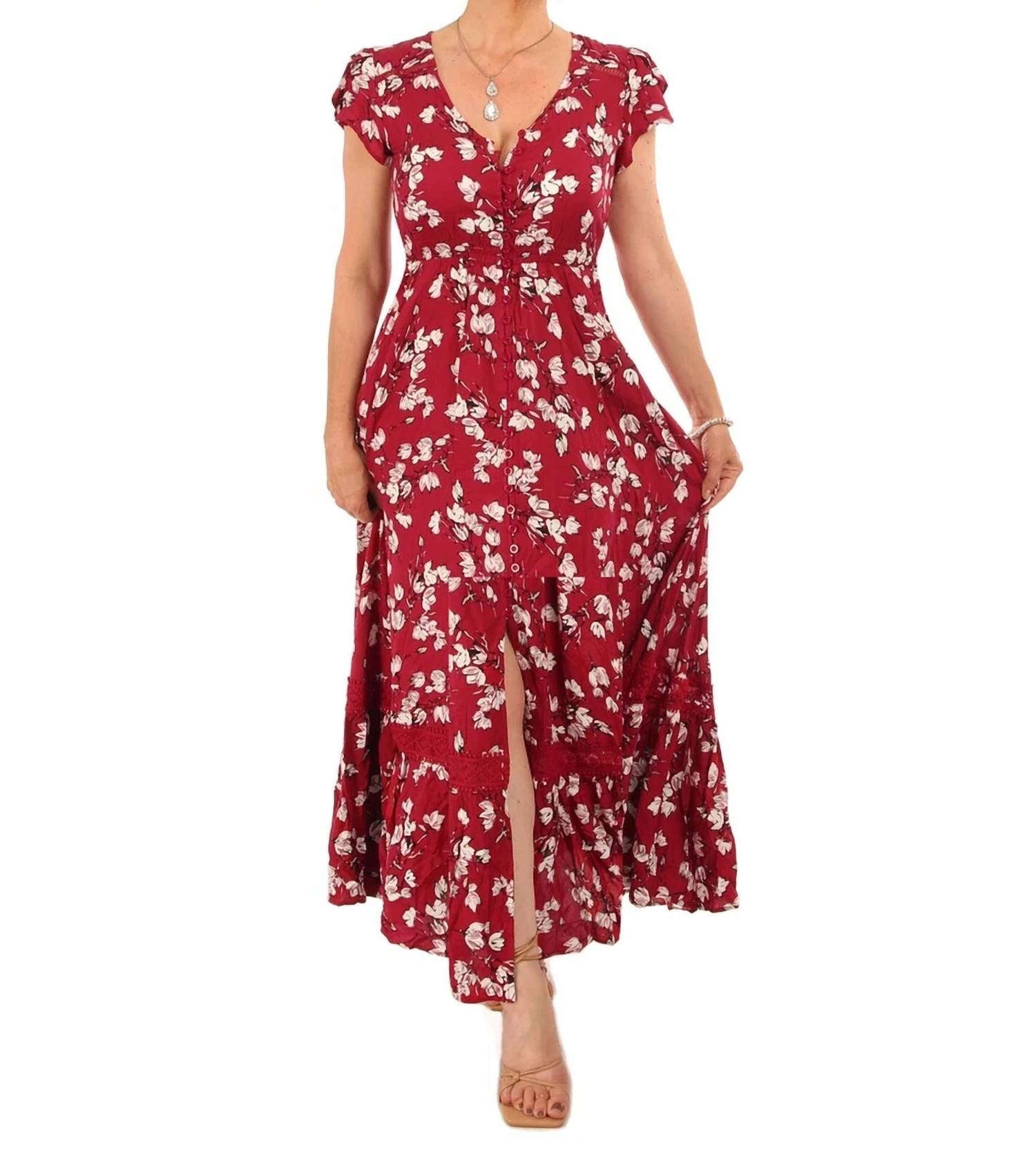 Papillon - Tiered Floral Print Button-through Maxi Dress