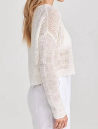 Enza Costa - Linen Open Knit Bateau Sweater