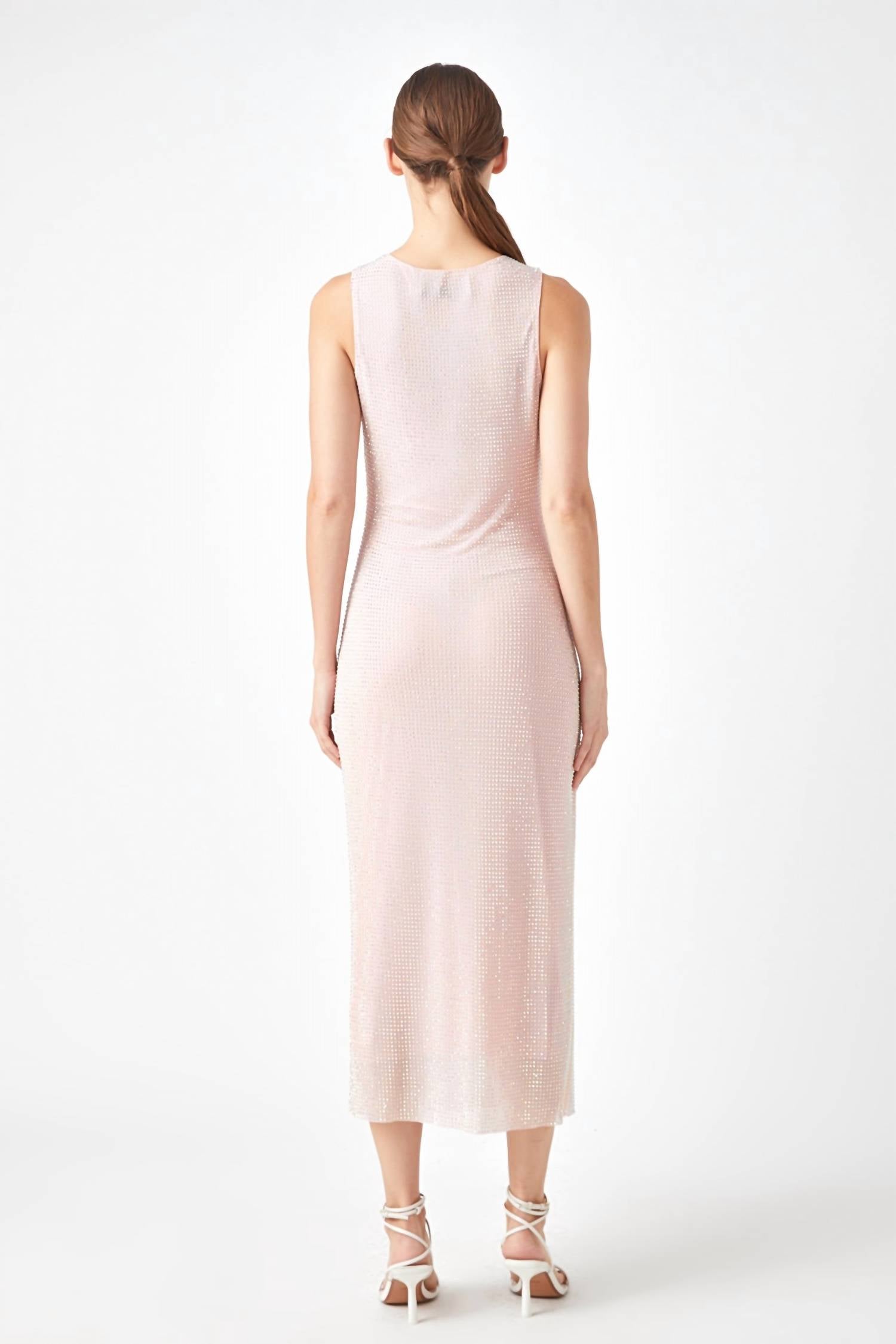 2.7 August Apparel - Rhinestone Mesh Midi Dress