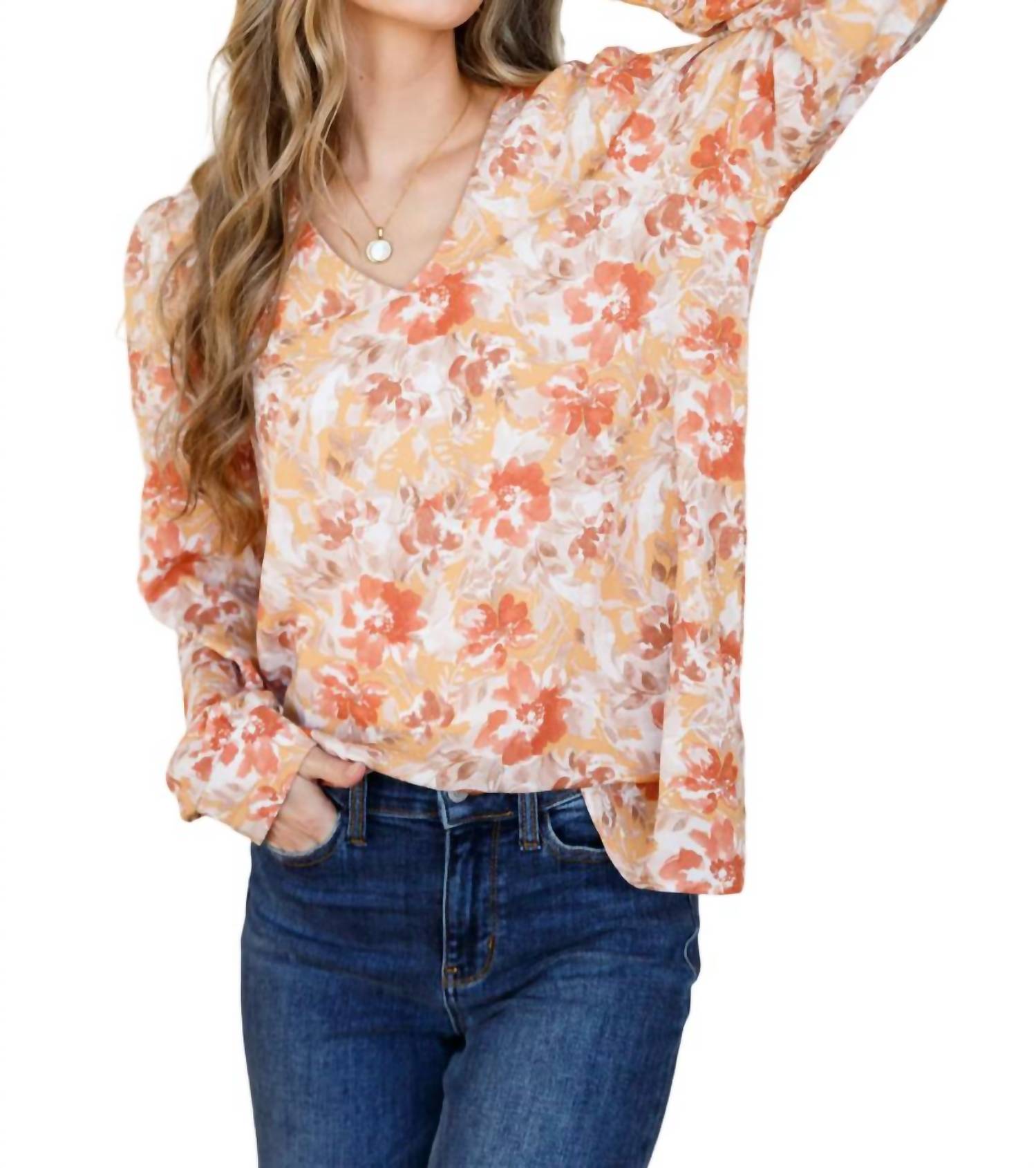 Emily Wonder - Marigold Dreams Floral Blouse