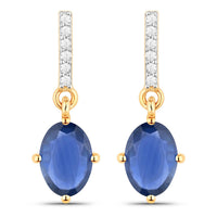 Diana M Jewels Women's Oval Natural Sapphire Stud Earrings (1.95 Ct) - Classic in 14k yellow gold - women's jewelry