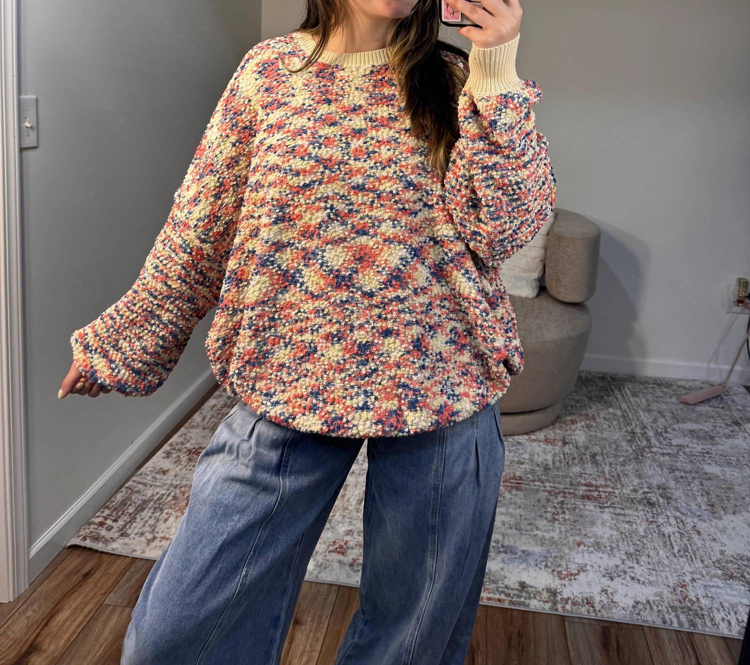 Easel - Bridget Popcorn Knit Multicolor Sweater