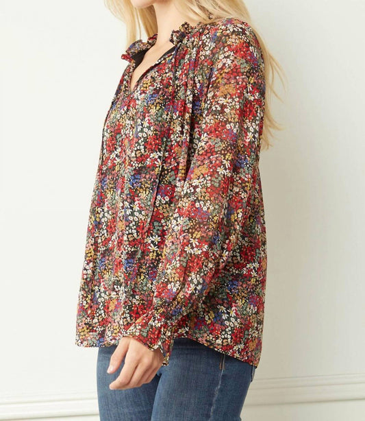 Entro - Floral V-neck Top