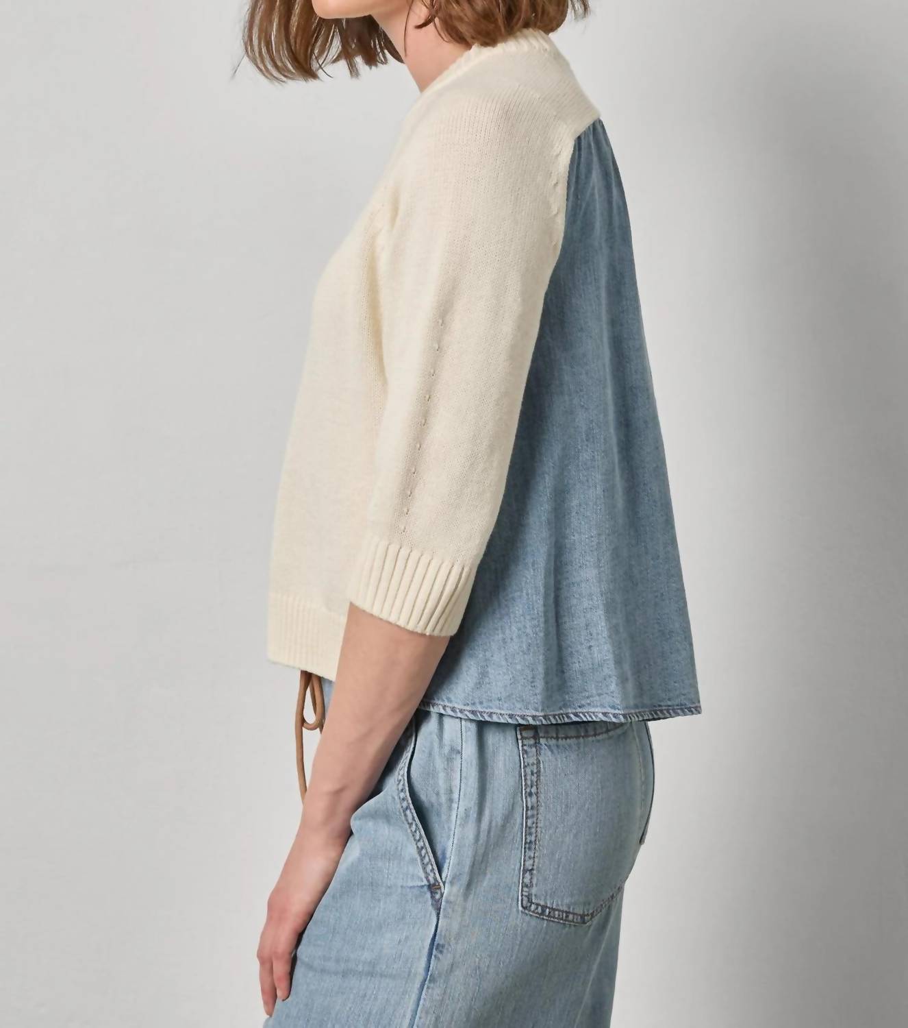 Lilla P - Denim Elbow Sleeve Sweater