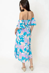 En Creme - Off Shoulder Floral Print Midi Dress