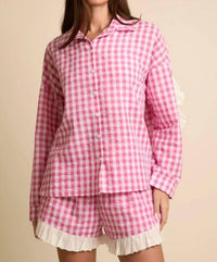 Fantastic Fawn - Stay The Night Gingham Set Top
