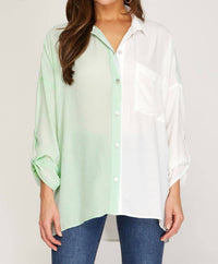 She + Sky - Multi color button up