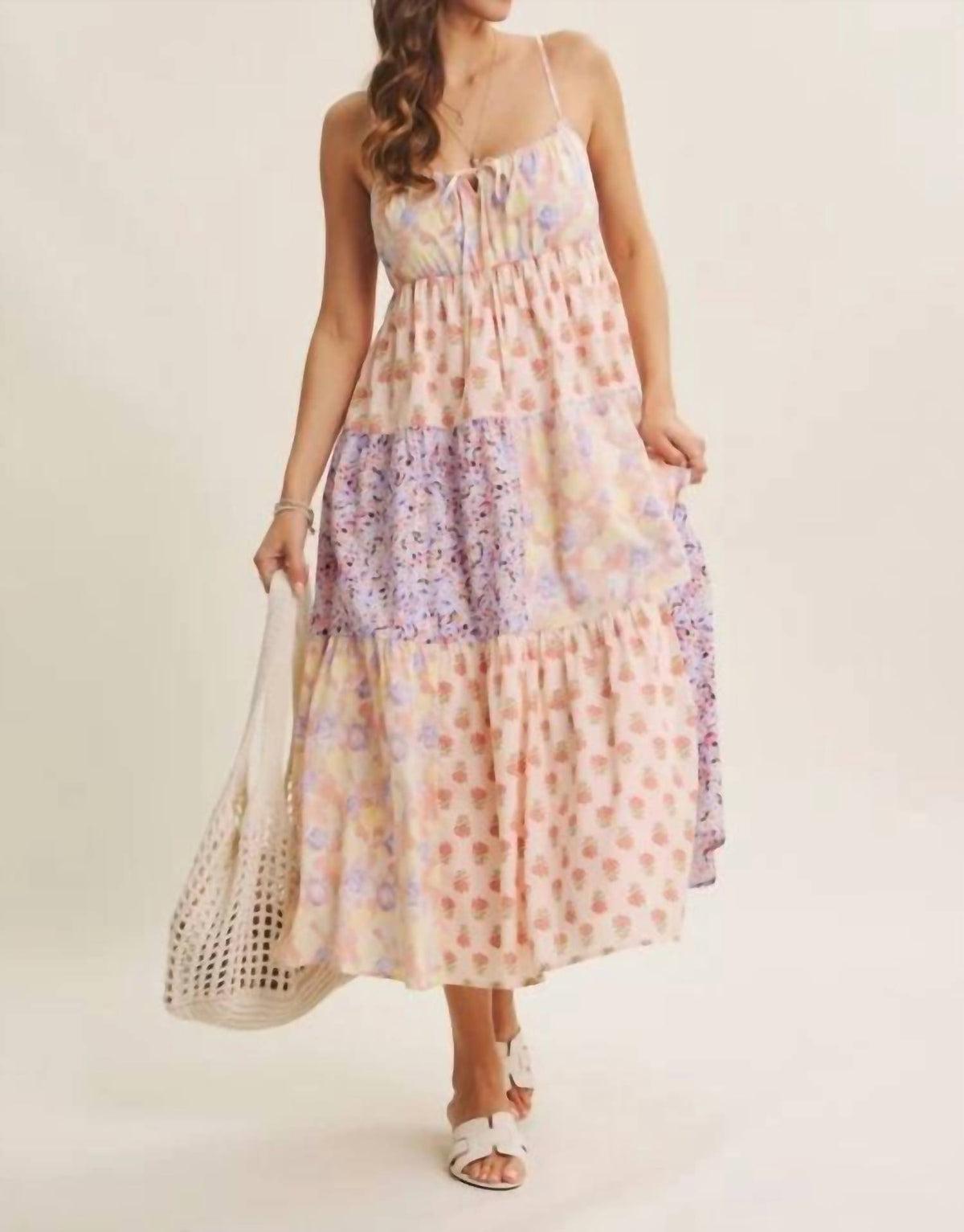 In February - Softly Mixed Cotton Floral Tiered Midi Dress