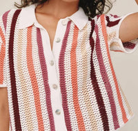 Bella Dahl - Short Sleeve Open Knit Button Down Top