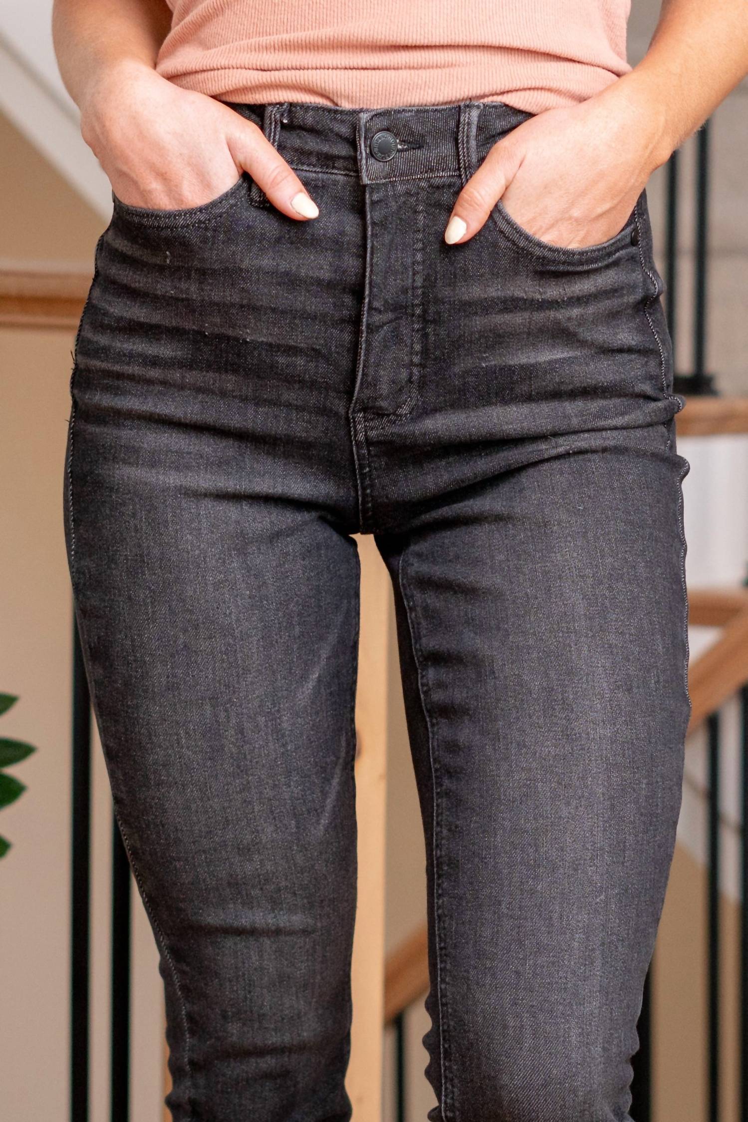Judy Blue Tummy Control High Rise Skinny Jeans in black - women's jeans - view 4