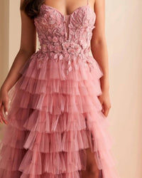 Ellie Wilde - Tiered Tulle Corset A-line Gown