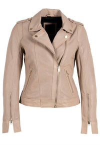 MAURITIUS Sinta Leather Jacket in sand - women's jacket - view 5