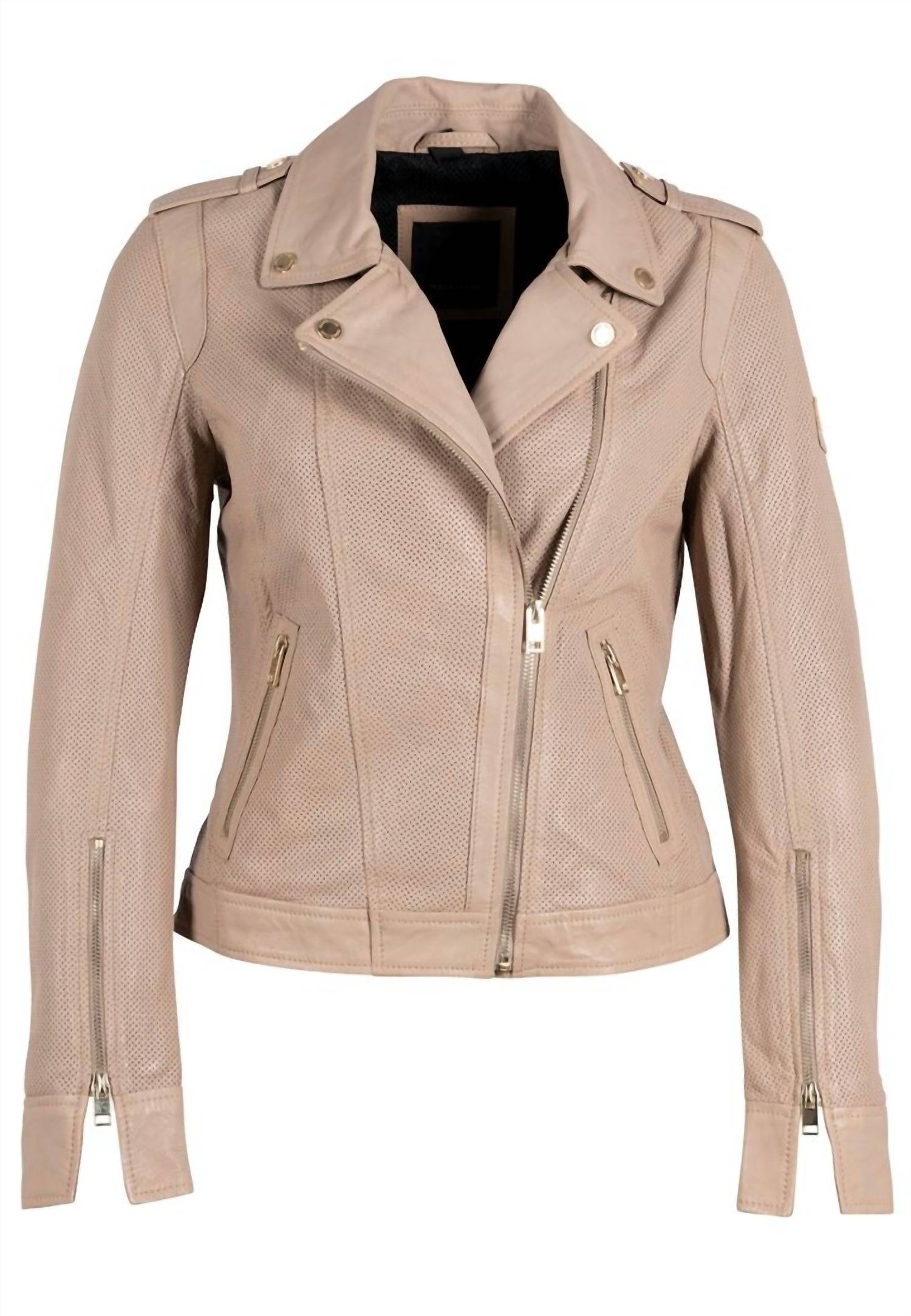 MAURITIUS Sinta Leather Jacket in sand - women's jacket - view 5