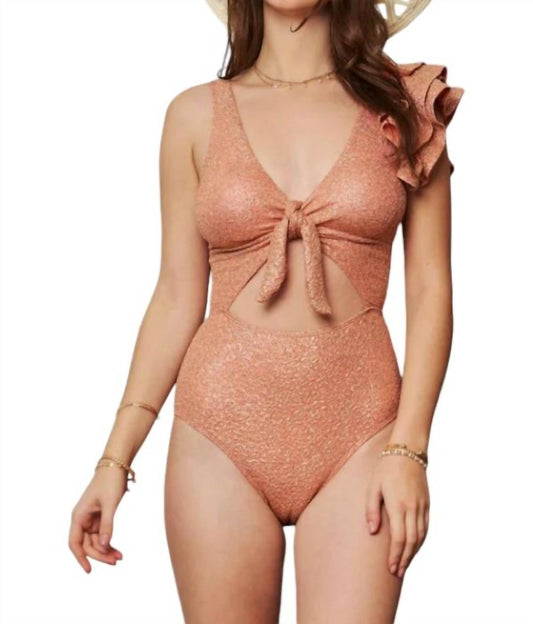 Davi & Dani - Glitter Cut Off Ruffled Swimsuit